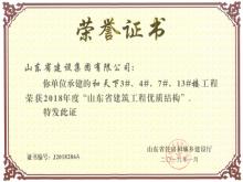和天下3#、4#、7#、13#樓獲2018年度“山東省建筑工程優(yōu)質(zhì)結(jié)構(gòu)”
